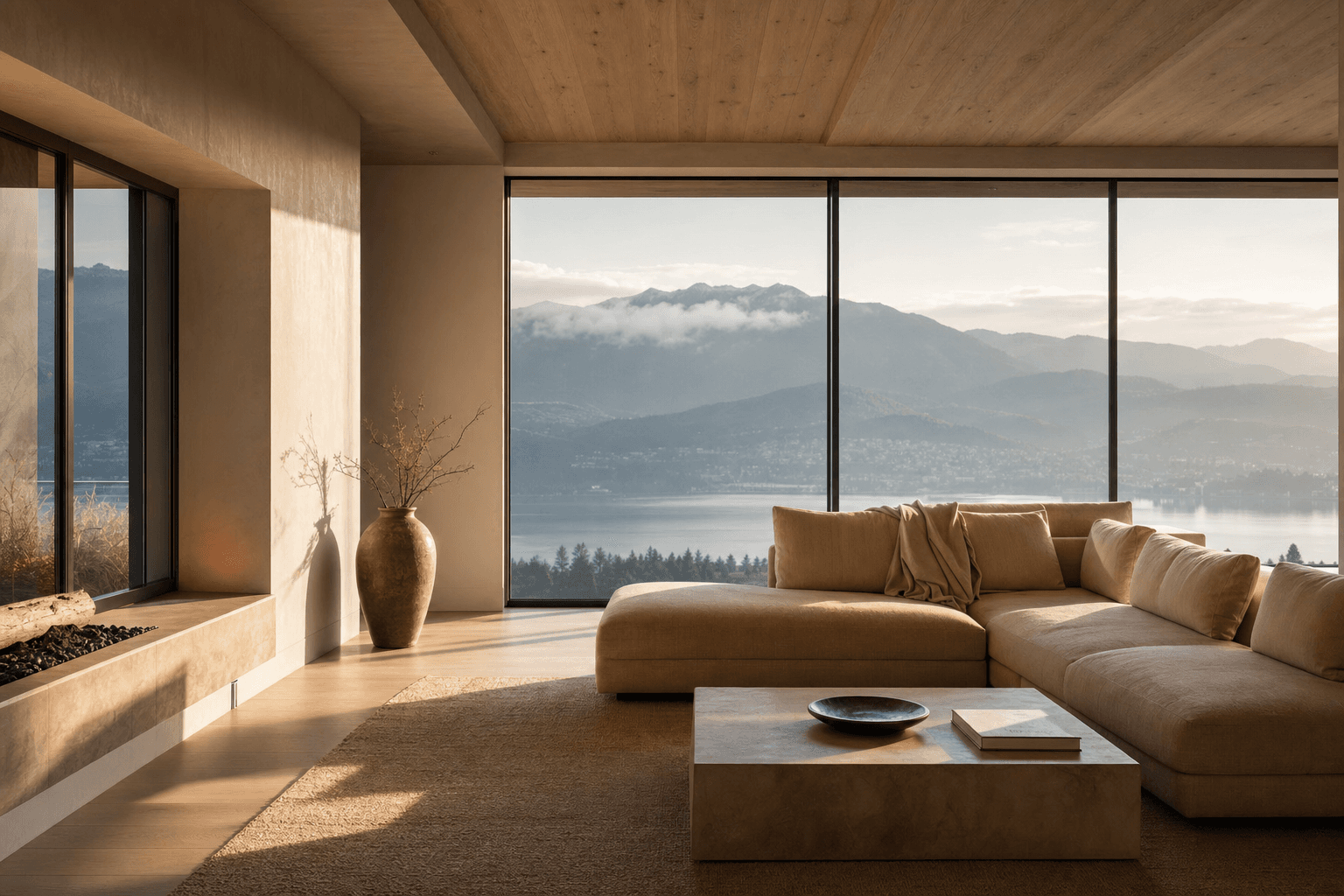Vancouver living room interior with mountain view